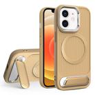 For iPhone 12 Vertical Lines Invisible Flat Holder MagSafe Phone Case(Gold) - 1