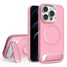For iPhone 12 Pro Max Vertical Lines Invisible Flat Holder MagSafe Phone Case(Pink) - 1