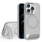 For iPhone 12 Pro Max Vertical Lines Invisible Flat Holder MagSafe Phone Case(Grey) - 1