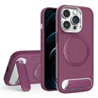 For iPhone 12 Pro Max Vertical Lines Invisible Flat Holder MagSafe Phone Case(Wine Red) - 1