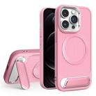 For iPhone 12 Pro Vertical Lines Invisible Flat Holder MagSafe Phone Case(Pink) - 1