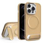 For iPhone 12 Pro Vertical Lines Invisible Flat Holder MagSafe Phone Case(Gold) - 1