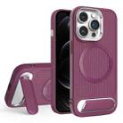 For iPhone 12 Pro Vertical Lines Invisible Flat Holder MagSafe Phone Case(Wine Red) - 1
