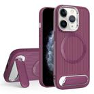 For iPhone 11 Pro Max Vertical Lines Invisible Flat Holder MagSafe Phone Case(Wine Red) - 1