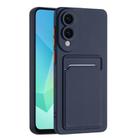 For Samsung Galaxy S25 Edge 5G Skin Feel Card Contrast Color Button TPU Phone Case(Dark Blue) - 1