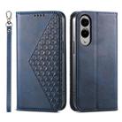 For Samsung Galaxy S25 Edge 5G Cubic Grid Calf Texture Magnetic Leather Phone Case(Blue) - 1