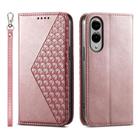 For Samsung Galaxy S25 Edge 5G Cubic Grid Calf Texture Magnetic Leather Phone Case(Rose Gold) - 1