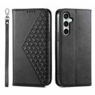 For Samsung Galaxy S25 FE 5G Cubic Grid Calf Texture Magnetic Leather Phone Case(Black) - 1