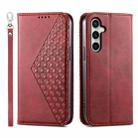For Samsung Galaxy S25 FE 5G Cubic Grid Calf Texture Magnetic Leather Phone Case(Red) - 1