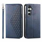 For Samsung Galaxy S25 FE 5G Cubic Grid Calf Texture Magnetic Leather Phone Case(Blue) - 1