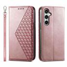 For Samsung Galaxy S25 FE 5G Cubic Grid Calf Texture Magnetic Leather Phone Case(Rose Gold) - 1