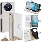 For TCL 50 NxtPaper / 50 Pro NxtPaper Crossbody Chain Fishtail Litchi Leather Phone Case(White) - 1