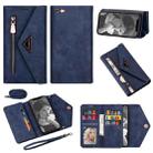 For iPhone 6 Skin Feel Zipper Horizontal Flip Leather Case with Holder & Card Slots & Photo Frame & Lanyard & Long Rope(Blue) - 1