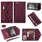 For iPhone 6 Skin Feel Zipper Horizontal Flip Leather Case with Holder & Card Slots & Photo Frame & Lanyard & Long Rope(Wine Red) - 1