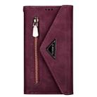 For iPhone 6 Plus Skin Feel Zipper Horizontal Flip Leather Case with Holder & Card Slots & Photo Frame & Lanyard & Long Rope(Wine Red) - 1