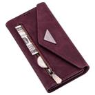 For iPhone 6 Plus Skin Feel Zipper Horizontal Flip Leather Case with Holder & Card Slots & Photo Frame & Lanyard & Long Rope(Wine Red) - 7