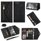 For iPhone 7 / 8 / SE (2020) Skin Feel Zipper Horizontal Flip Leather Case with Holder & Card Slots & Photo Frame & Lanyard & Long Rope(Black) - 1