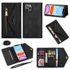 For iPhone 11 Skin Feel Zipper Horizontal Flip Leather Case with Holder & Card Slots & Photo Frame & Lanyard & Long Rope(Black) - 1