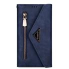 For iPhone XS / X Skin Feel Zipper Horizontal Flip Leather Case with Holder & Card Slots & Photo Frame & Lanyard & Long Rope(Blue) - 2