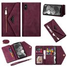 For iPhone XS / X Skin Feel Zipper Horizontal Flip Leather Case with Holder & Card Slots & Photo Frame & Lanyard & Long Rope(Wine Red) - 1