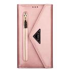 For iPhone XS / X Skin Feel Zipper Horizontal Flip Leather Case with Holder & Card Slots & Photo Frame & Lanyard & Long Rope(Rose Gold) - 2