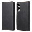 For Samsung Galaxy S25 Edge 5G Business Solid Color Magnetic RFID Leather Phone Case(Black) - 1