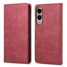 For Samsung Galaxy S25 Edge 5G Business Solid Color Magnetic RFID Leather Phone Case(Red) - 1
