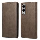 For Samsung Galaxy S25 Edge 5G Business Solid Color Magnetic RFID Leather Phone Case(Brown) - 1