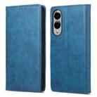 For Samsung Galaxy S25 Edge 5G Business Solid Color Magnetic RFID Leather Phone Case(Blue) - 1