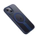 For iPhone 14 Plus Rotating Bar Holder Magnetic MagSafe Phone Case(Blue) - 1