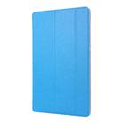 For Samsung Galaxy Tab S8 / Galaxy Tab S7 / T870 Silk Texture Three-fold Horizontal Flip Leather Case with Holder & Pen Slot(Sky Blue) - 1
