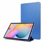 For Samsung Galaxy Tab S8 / Galaxy Tab S7 / T870 Silk Texture Three-fold Horizontal Flip Leather Case with Holder & Pen Slot(Blue) - 1