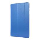 For Samsung Galaxy Tab S8 / Galaxy Tab S7 / T870 Silk Texture Three-fold Horizontal Flip Leather Case with Holder & Pen Slot(Blue) - 1