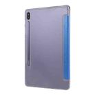 For Samsung Galaxy Tab S8 / Galaxy Tab S7 / T870 Silk Texture Three-fold Horizontal Flip Leather Case with Holder & Pen Slot(Blue) - 2