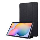 For Samsung Galaxy Tab S8+ / Tab S8 Plus /  Tab S7 FE / Tab S7+ / T970 Silk Texture Three-fold Horizontal Flip Leather Case with Holder & Pen Slot(Black) - 1