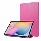 For Samsung Galaxy Tab S8+ / Tab S8 Plus /  Tab S7 FE / Tab S7+ / T970 Silk Texture Three-fold Horizontal Flip Leather Case with Holder & Pen Slot(Rose Red) - 1