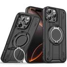 For iPhone 16 Pro Max Rotating Ring Holder Magnetic MagSafe Phone Case(Black) - 1