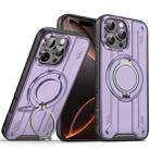 For iPhone 16 Pro Max Rotating Ring Holder Magnetic MagSafe Phone Case(Purple) - 1