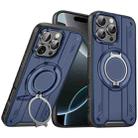 For iPhone 16 Pro Rotating Ring Holder Magnetic MagSafe Phone Case(Blue) - 1