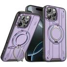 For iPhone 16 Pro Rotating Ring Holder Magnetic MagSafe Phone Case(Purple) - 1