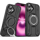 For iPhone 16 Plus Rotating Ring Holder Magnetic MagSafe Phone Case(Black) - 1
