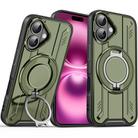 For iPhone 16 Plus Rotating Ring Holder Magnetic MagSafe Phone Case(Green) - 1