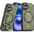 For iPhone 16 Rotating Ring Holder Magnetic MagSafe Phone Case(Green) - 1