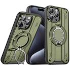For iPhone 15 Pro Max Rotating Ring Holder Magnetic MagSafe Phone Case(Green) - 1