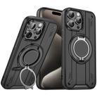 For iPhone 15 Pro Rotating Ring Holder Magnetic MagSafe Phone Case(Black) - 1