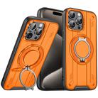 For iPhone 15 Pro Rotating Ring Holder Magnetic MagSafe Phone Case(Orange) - 1