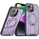 For iPhone 14 Rotating Ring Holder Magnetic MagSafe Phone Case(Purple) - 1