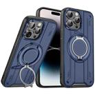 For iPhone 14 Pro Rotating Ring Holder Magnetic MagSafe Phone Case(Blue) - 1