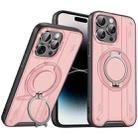 For iPhone 14 Pro Rotating Ring Holder Magnetic MagSafe Phone Case(Pink) - 1