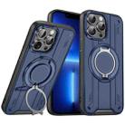 For iPhone 13 Pro Rotating Ring Holder Magnetic MagSafe Phone Case(Blue) - 1